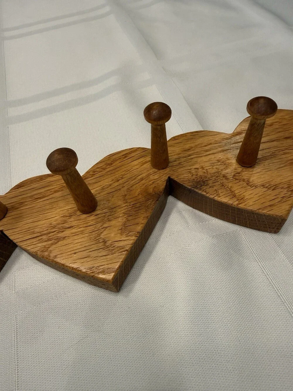 Vintage Oak Wood Heart Peg Rack Wall Hanger Country Cottage McFadden 5-Heart